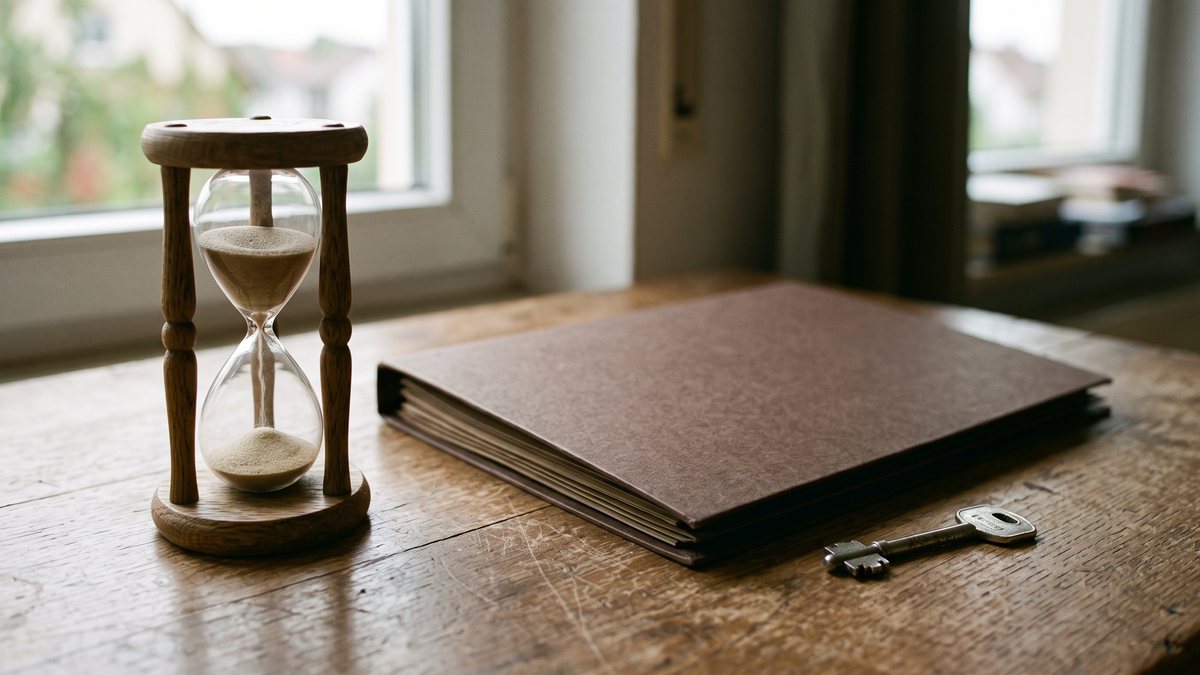 Wandkalender mit markiertem Versteigerungstermin neben einer Gerichtsakte