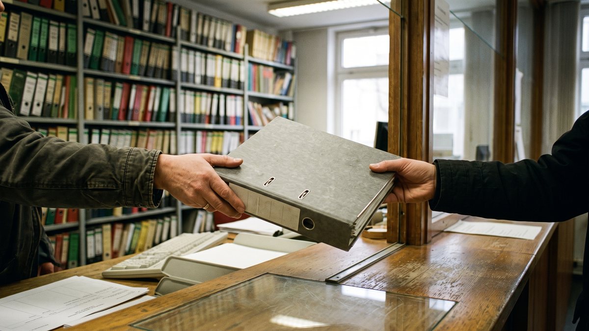 Aufgeschlagener Grundbuchauszug mit markierter Abteilung II auf einem Tisch