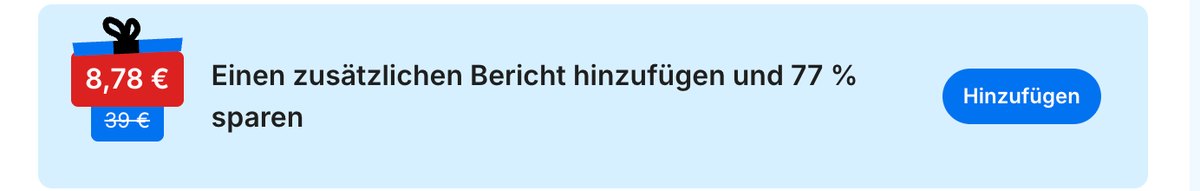 Angebot an der Kasse von carVertical mit Code FIN: zusätzlichen Bericht hinzufügen für 8,78 Euro statt 39 Euro und 77 Prozent sparen