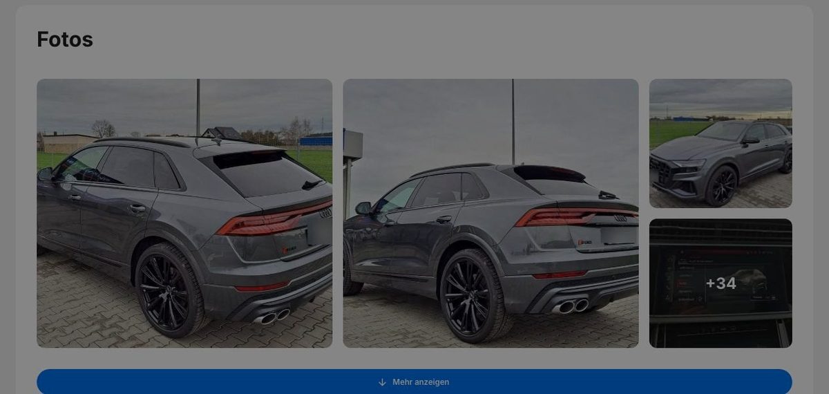Beispielbericht von carVertical mit Fotos eines Autos aus früheren Verkaufsanzeigen