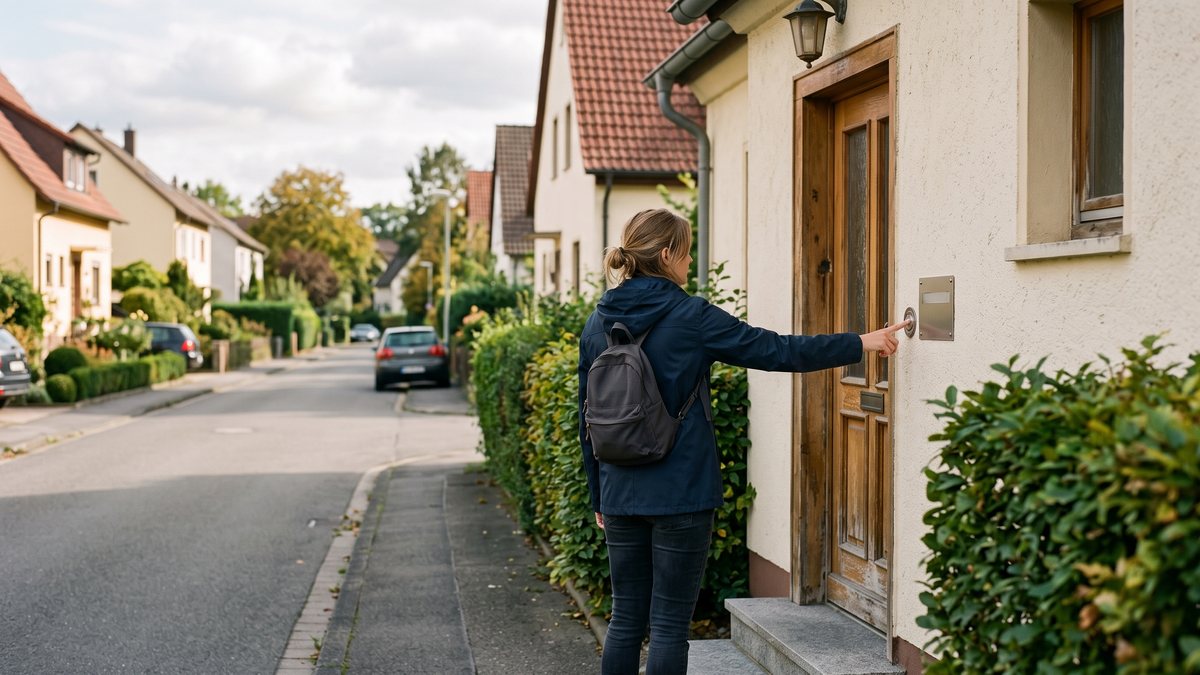 Handgeschriebener Zettel mit einem Höchstgebot in der Hand eines Bieters im Gerichtsflur