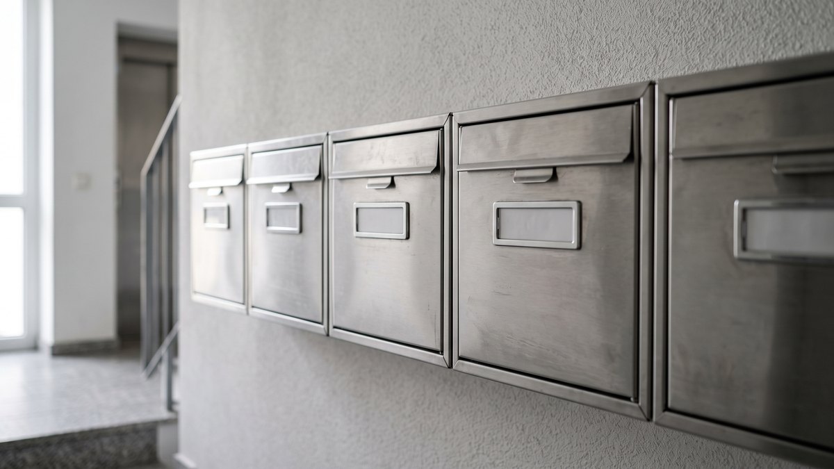 Briefkästen und Klingelanlage eines Mietshauses